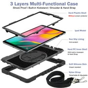 Case for Samsung Galaxy Tab S6 Lite 10.4 SM-P610/P615, Kids Heavy Duty Rugged Shockproof Adjustable Kickst Protective Tablet Cover with Hand/Shoulder Strap, Black
