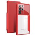 thumbnail image 1 of SaniMore for Samsung Galaxy S22 Ultra Case Transparent PC & Soft TPU Built-in Electroplated Lens Ring, Magnetic Flip Cover with Card Slot & Kickstand Shockproof Protective Shell, Red, 1 of 10