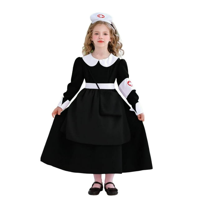 Bébé Noir Manches Longues Courtes pour Enfants Garçon Fille Automne Été Col Bateau Midi Formel Rendez-Vous Soirée Concert Costumes de Soubrette Cosplay Robes Robe de Retour à la Maison Enfant 2025 8 Ans