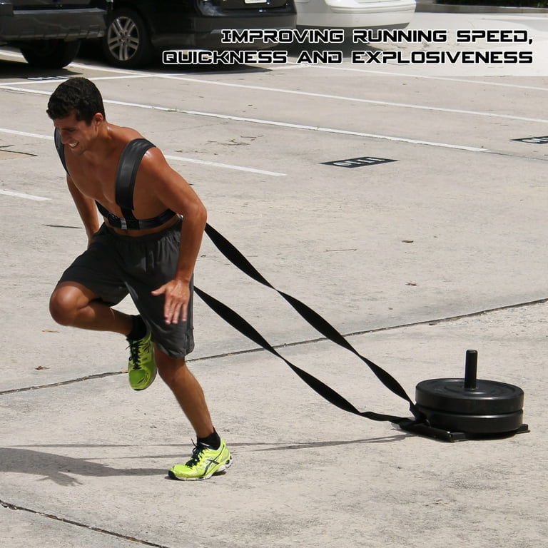 Clispeed Sled Workout Harness Fitness Resistance Training Workout Exercise Shoulder Strap Resistance Band One Size Black