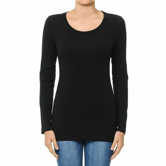 Women's Plain Basic Solid LongSleeve T shirt Crew Neck Round Neck Stretchy Cotton Tee