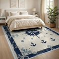 thumbnail image 3 of ODIKA 8'x10' Washable Area Rug Non-Slip Chair-Friendly Mat Beachy Ocean Nautical Vintage Border Compass Motif Themed Bathroom for Dining Room, Large Office, Lounge, 3 of 7