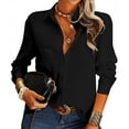 thumbnail image 2 of Fesfesfes Women Solid Sweatshirt Long Sleeve Tank Career Bloues Fall T-Shirt Cardigan Tops, 2 of 7