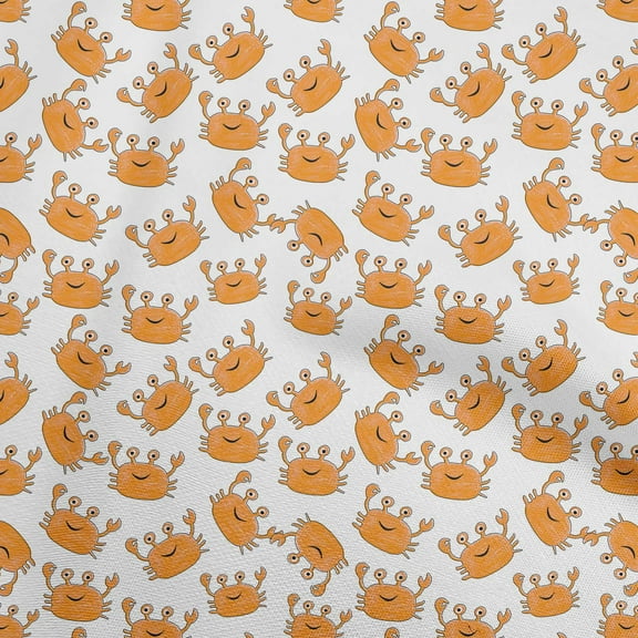 oneOone Polyester Spandex Mustard Yellow Fabric Kids Crab Fabric For Sewing Printed Craft Fabric By The Yard 56 Inch Wide