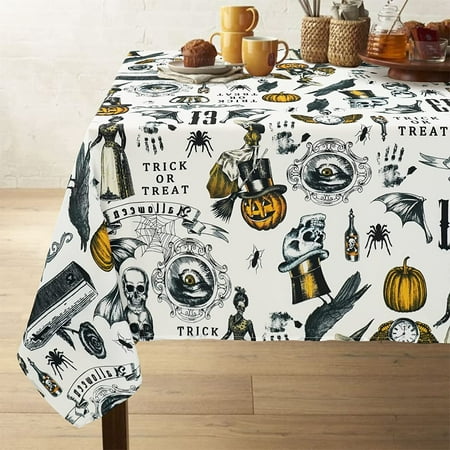 

Halloween Tablecloth 60*60 inch Pumpkin Halloween Table Cover Spider Web Table Cloth Waterproof Wrinkle Resistant and Washable Tablecloth for Halloween Decoration