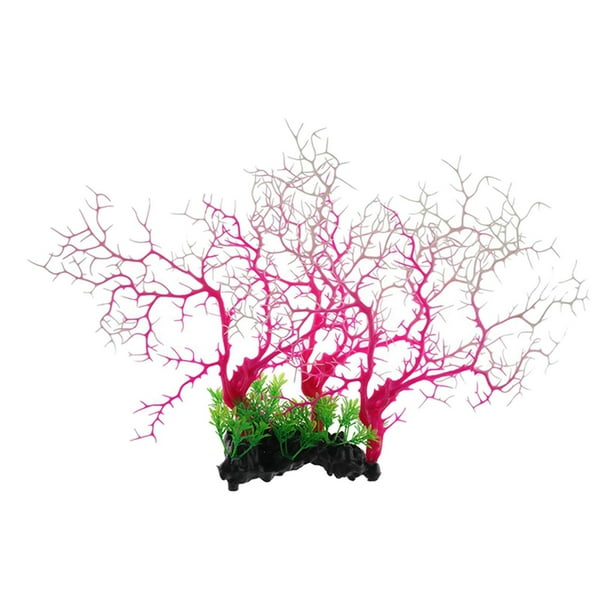 Adorno de árbol de coral para acuario, plantas y pecera, color vivo y atractivo. rojo blanco