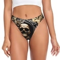 thumbnail image 1 of Fotbe Gold Rose Skull Tanga Sin Costuras para Mujer con Estampado – Panties Invisibles, Transpirables y Cómodos para Uso Diario-4X-Large, 1 of 6