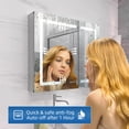 thumbnail image 6 of 36 in. W x 30 in. H Rectangular Silver Aluminum Recessed/Surface Mount Medicine Cabinet with Mirror LED and Clock, ACE, 6 of 10