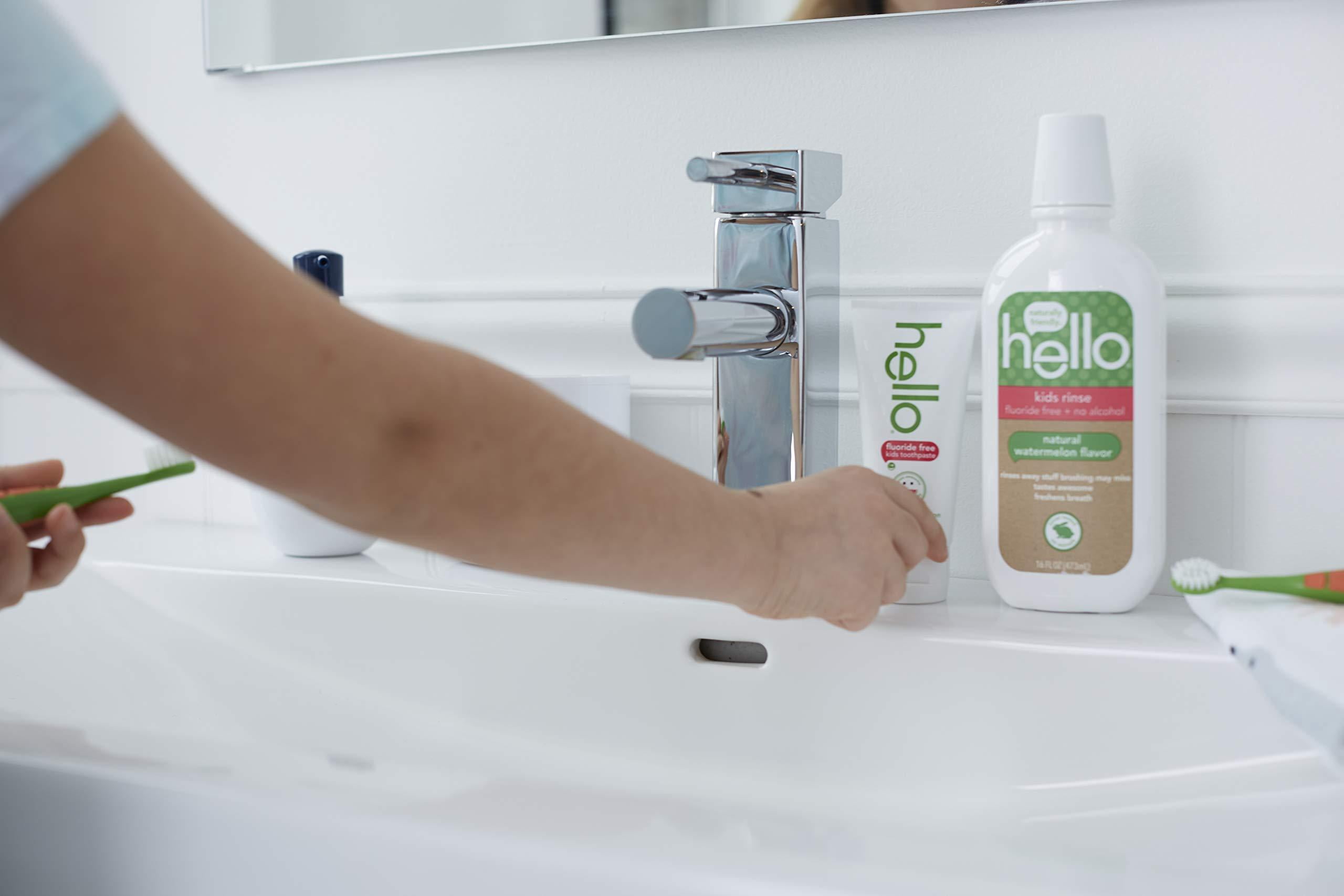 Hello Oral Care Kids Fluoride Free Toothpaste for 3 Months+, Gluten Free and SLS Free, Natural Watermelon, 4 Count
