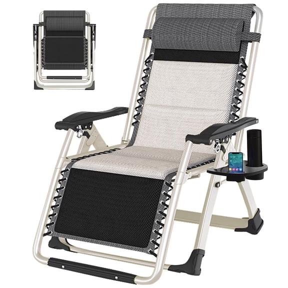 BRONKIGE Zero Gravity Chair, Reclining Lounge Chair with Removable Tray for Indoor and Outdoor, Patio Recliner Folding Reclining Chair