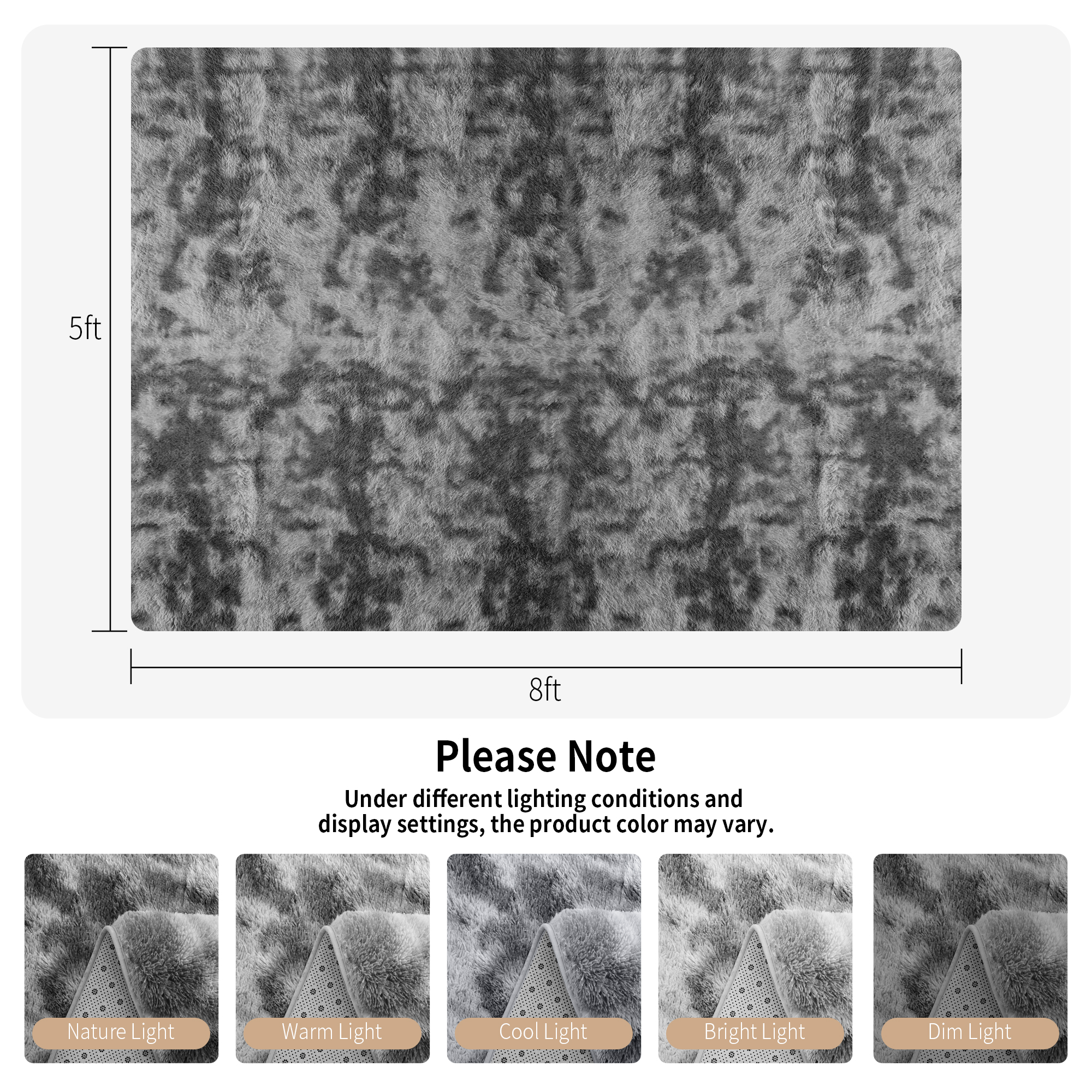 CozyDesg 5ft x 8ft Area Rugs, Soft Fluffy Area Rugs Floor Mat Floor Rugs for Living Room Bedroom Modern Decor Carpet, Dark Gray