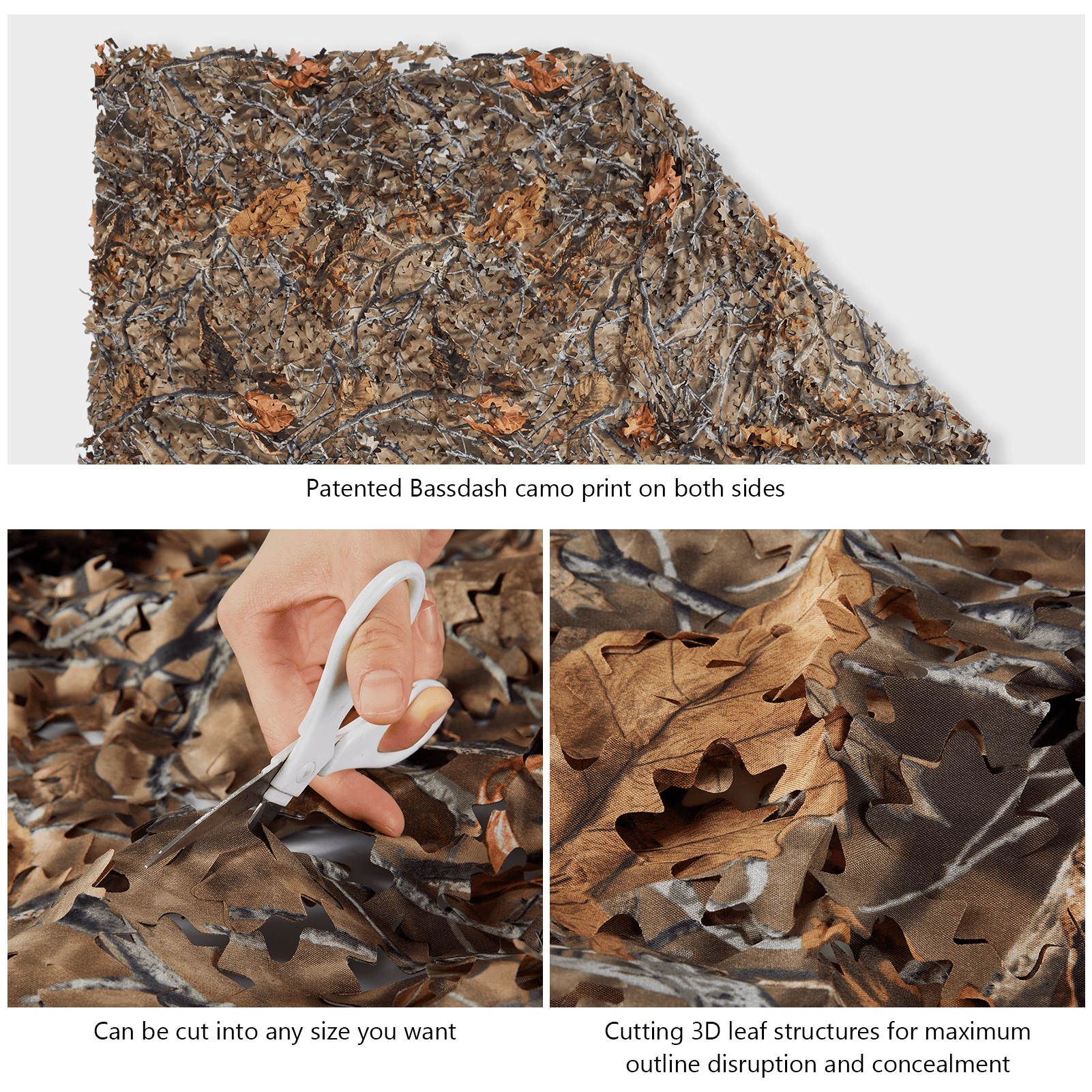 BASSDASH Camo Netting Camouflage Mesh Water Resistant for Hunting Blind Party Decoration Sunshade Shooting Tree Stand Cover