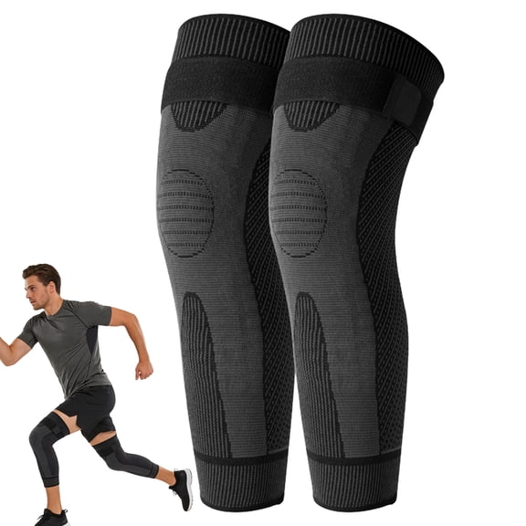 Compression Knee Sleeve with Adjustable Straps, 3D Knit Breathable Support for Sports, Black L
