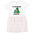 thumbnail image 3 of Inktastic My Auntiesaurus Loves Me Girls Toddler Dress, 3 of 5
