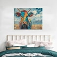thumbnail image 4 of HFDF Colorful Cow Pictures Wall Decor Modern Animals Wall Art Abstract Oil Painting Style Cattle Posters Wall Decor Farmhouse Picture for Living Dining Room Decor,- 24x20inch Framed, 4 of 6