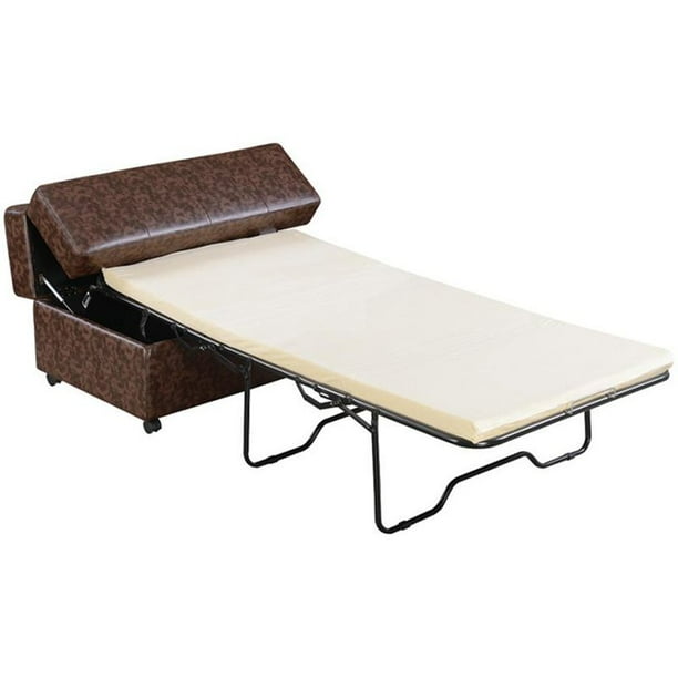 Coaster Faux Leather Sleeper Ottoman in Dark Brown Walmart