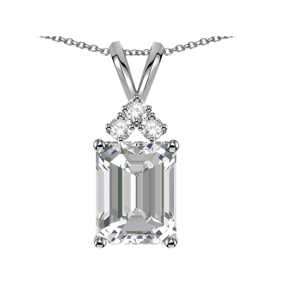Star K � Emerald Cut 10x8 mm Genuine White Topaz Pendant Necklace