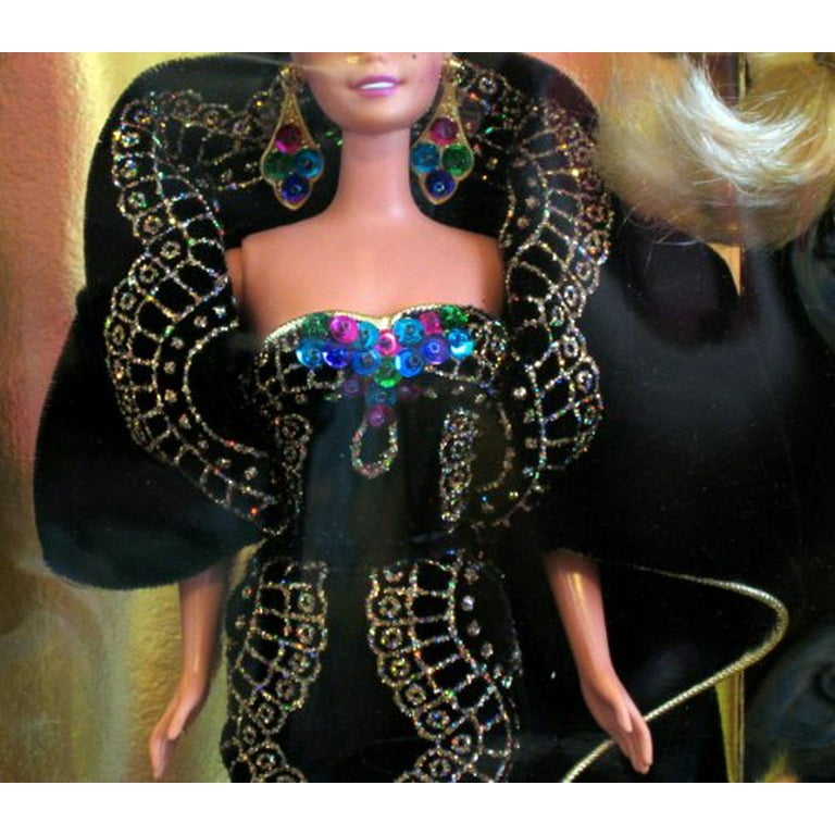 Mattel Midnight Gala Barbie Doll 1995, Black Velvet Gown, Golden