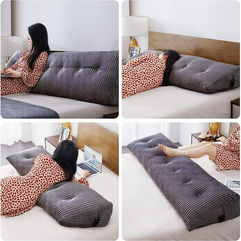 Large Headboard Wedge Pillow Bed Rest Reading Pillow Bolster Triangular  Pillow for Sitting in Bed-Backrest Positioning Support Long Pillow for  Daybed