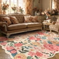 thumbnail image 2 of BERTHMEER 6'x9' Washable Area Rugs for Living Room Floral Vintage Beige Rugs for Bedroom Non Slip Carpets Office Farmhouse Dining Room Oriental Traditional Flower Multicolor Rugs, 2 of 7
