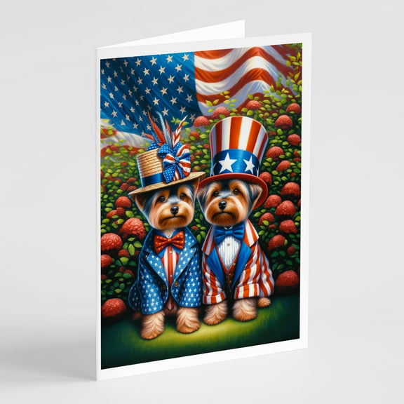 All American Yorkshire Terrier Greeting Cards Pack of 8 7 in x 5 in