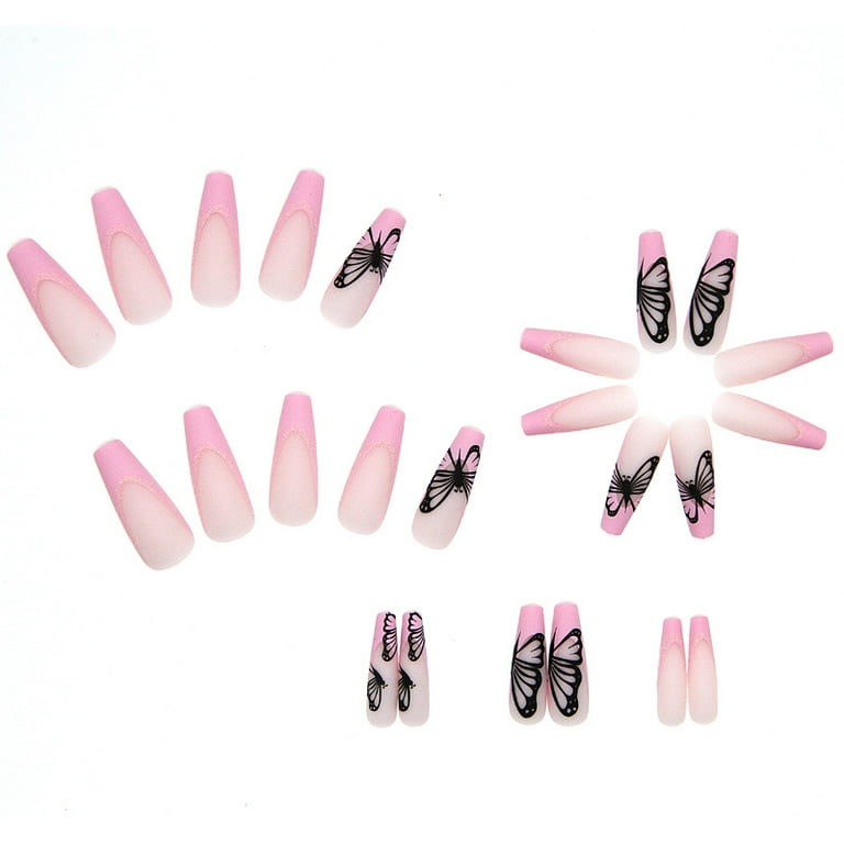 Pink and black acrylic nails deals