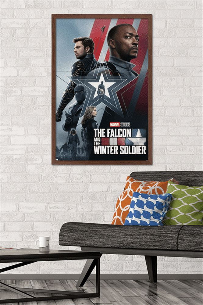 Marvel Falcon and Winter Soldier - Group One Sheet Wall Poster, 22.375" x 34", Framed