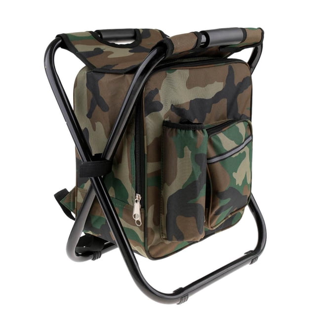 Taburete plegable Cola con bolsa de refrigeración y correa para el hombro camuflaje
