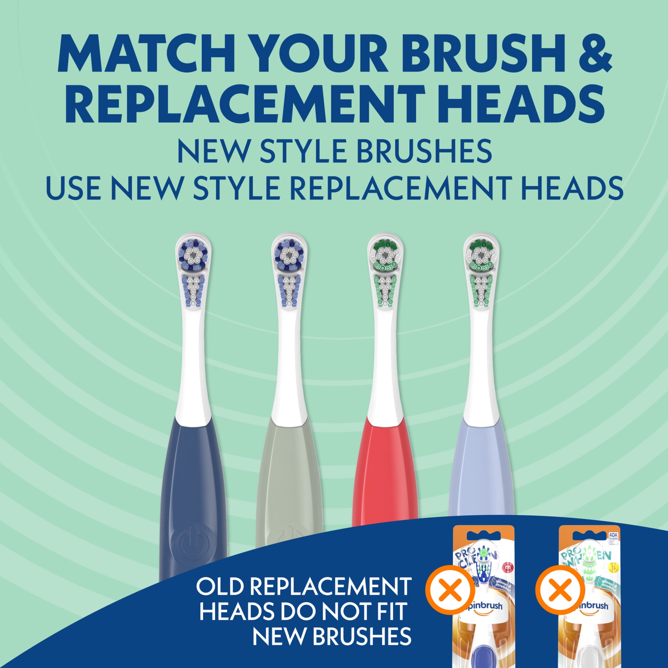 Spinbrush NEW PRO CLEAN Replacement Heads, Electric Toothbrush Refills, Soft Bristles, 4 Count