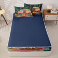 thumbnail image 3 of catabedysis Retro Pink Camper Rv Zipper Twin Comforter Sets with Fitted Sheet and 2 Pillowcases For Girls,Happy Camping Print Zipper Bedding Set,Multicolor,Navy Blue Reversible,4-Piece, 3 of 7