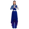 thumbnail image 3 of Aislor Women's Liturgical Praise Dance Outfits Camouflage Print Dress with Wide Leg Pants Worship Dancewear Blue L, 3 of 7