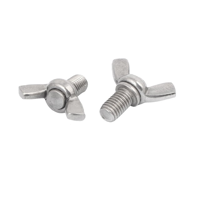 Unique Bargains 304 Stainless Steel Wing Butterfly Thumb Screw Silver Tone M10 x 20mm 2pcs