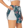 thumbnail image 2 of Bixox Women's Lilies Flowers pattern 2 in 1 Running Shorts - Lightweight Athletic Workout Gym Yoga Shorts Liner with Pockets - Medium, 2 of 7