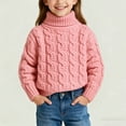 thumbnail image 5 of Girls Turtleneck Sweaters Pullover Kids Long Sleeve Cable Knit Jumper Tops Fall Winter Loose Slouchy Warm Cute Fashion Tops, 5 of 6