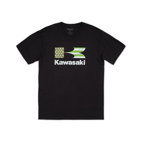 Kawasaki Heritage Stacked Flag T-Shirt Black Small