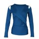 thumbnail image 2 of Blusa de mujer con escote en V profundo, mangas largas, cruzada, corte ajustado - Azul, L L, 2 of 9