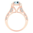 thumbnail image 4 of 2.7ct round cut blue natural aquamarine 18k rose gold halo Bridal Wedding Engagement Promise Anniversary Ring for Women size 11, 4 of 7