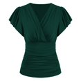 thumbnail image 2 of Blusa ajustada con pliegues Camisa,Blusa con pliegues entallada Blusa con pliegues y cuello en V Blusa con pliegues entallada Eficiencia óptima, 2 of 2
