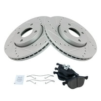 TRQ Front Performance Brake Pad & Rotor Kit Brake Pads Brake Rotors Set Ceramic Premium G-Coated Fits Select 2005-2007 Ford Focus