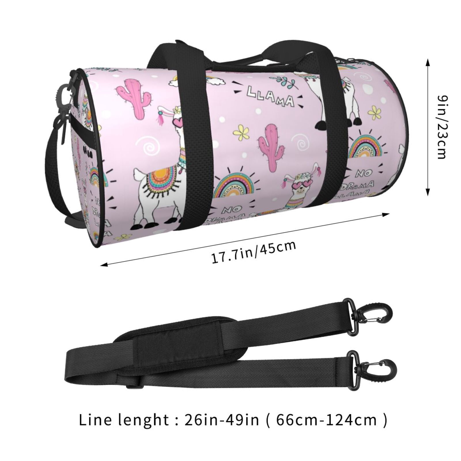 Vsdgher No Drama Llama 45L Foldable Duffel Bag, Sports Gym Bag,Overnight Bag, Portable Weekender Bag for Airplanes