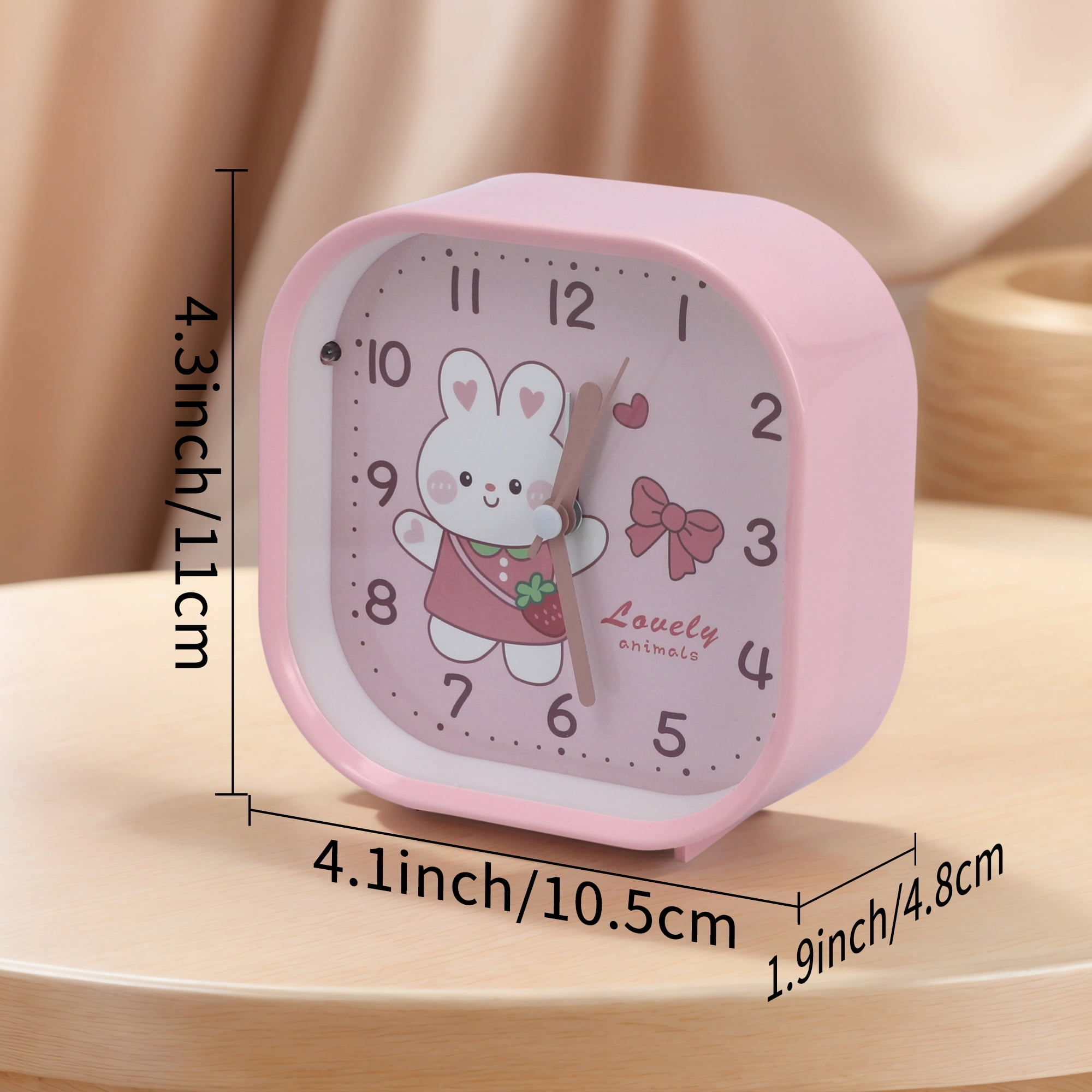 Unique Bargains Square Alarm Clock with Animal Patterns Pink 4.1"L x 1.9"W x 4.3"H