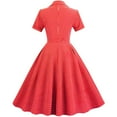thumbnail image 5 of Women's 1950s Retro Vintage Cocktail Party Dress Polka Dot Swing Dresses Suit Collar Cardigan Stretch Lace-Up Midi Dress, 5 of 5
