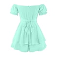 thumbnail image 3 of Daznico Women's Off Shoulder Romper Dress Ruffle Tiered Puff Sleeve A-Line Summer Party Mini Dress,XXL, 3 of 4