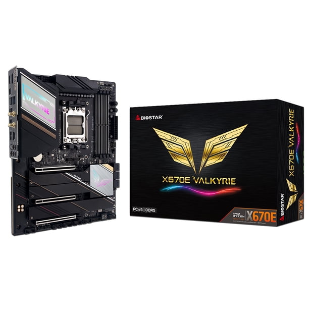 T. Madre Biostar X670E Valkyrie, Chipset AMD X670E, Soporta: AMD Ryzen 7000 Series, Socket AM5, Memoria: DDR5 6600+(OC)/5400(OC)/5200/5000/4800 MHz, 128GB Max, ATX. Biostar X670E VALKYRIE