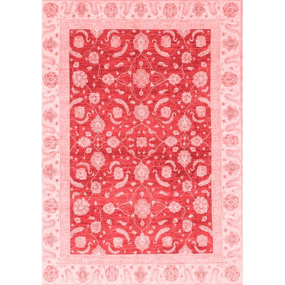 Ahgly Company Machine Washable Indoor Rectangle Oriental Red Traditional Area Rugs, 7' x 9'