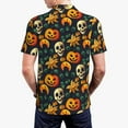 thumbnail image 3 of Balery Halloween Skull Printed Men’s Short Sleeve Polo Shirt, Midweight Men's Shirt,Golf Polo shirts -Large, 3 of 8