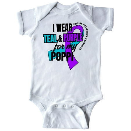 

Inktastic Suicide Prevention I Wear Teal and Purple for My Poppi Gift Baby Boy or Baby Girl Bodysuit