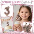 thumbnail image 2 of Birthday Candle Number Pink Glitter with Crown Cartoon Creative Party Cake Topper Decoration, Princess Numeric Candle for Celebration, Sparkling Birthday Cake Decor, 2 of 6