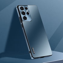 K-Lion for Samsung Galaxy S21 Ultra Slim Matte Case, Micro Frosted Hard PC Back Aluminum Metal Frame All-inclusive Camera Lens Protection Shockproof No Fingerprints Ultra-Thin Case, Darkblue