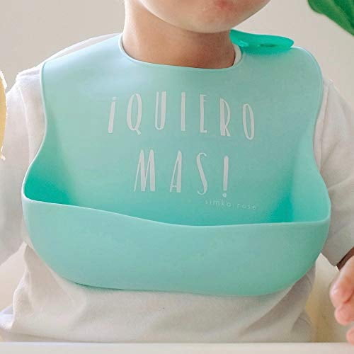 Simka Rose Silicone Baby Bibs - Waterproof Bib Set, Emerald/Gold/Mint